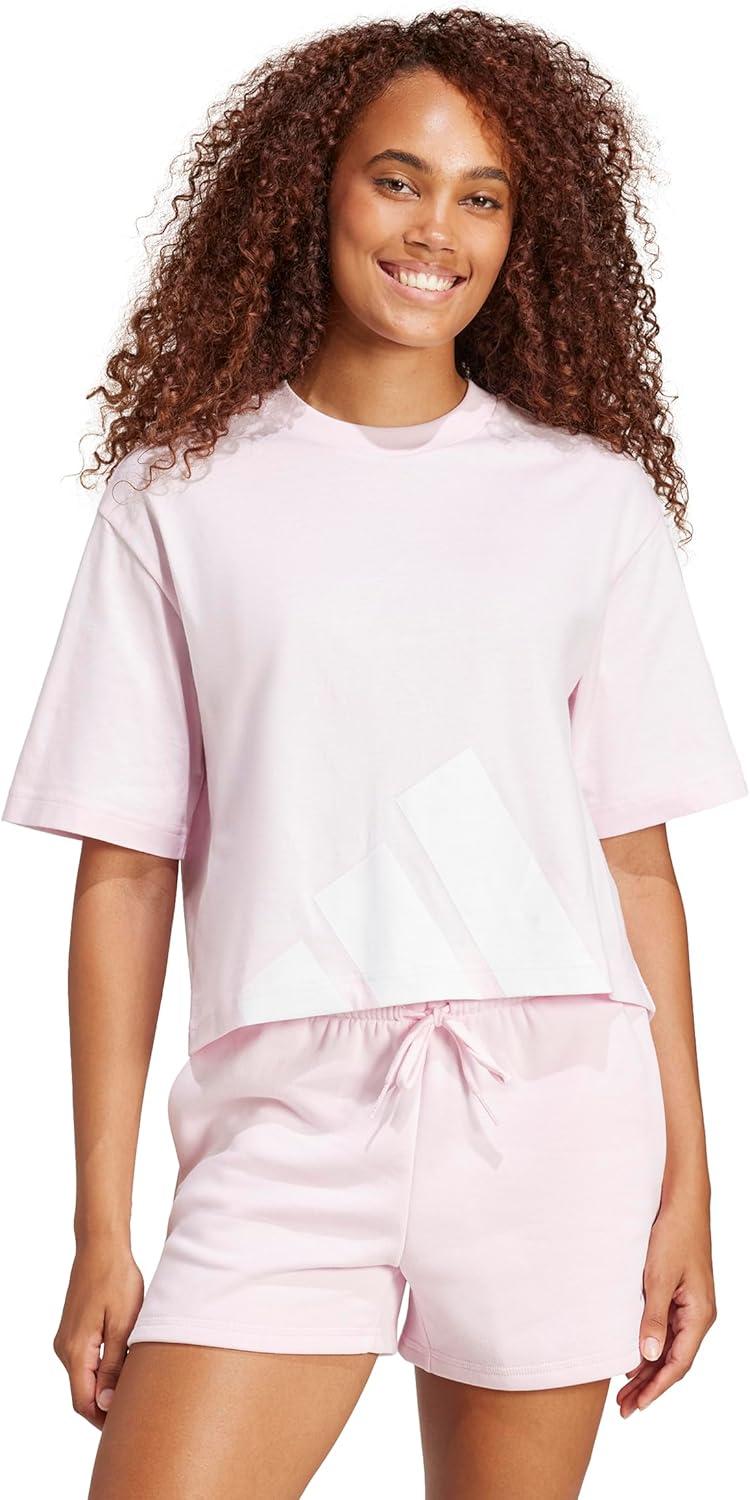 image:imageadidas Womens Essentials Big Logo Boyfriend TShirtClear PinkWhite