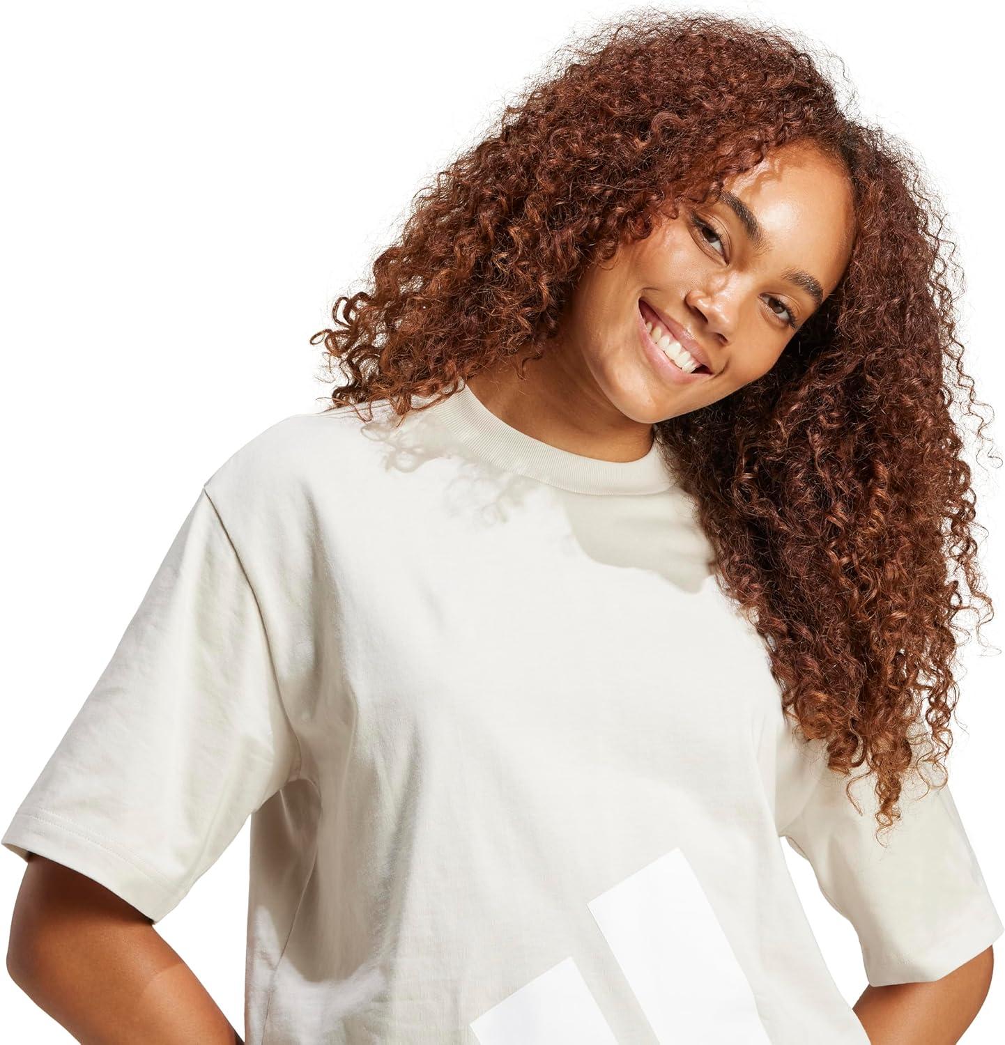 image:imageadidas Womens Essentials Big Logo Boyfriend TShirtWonder AluminaWhite