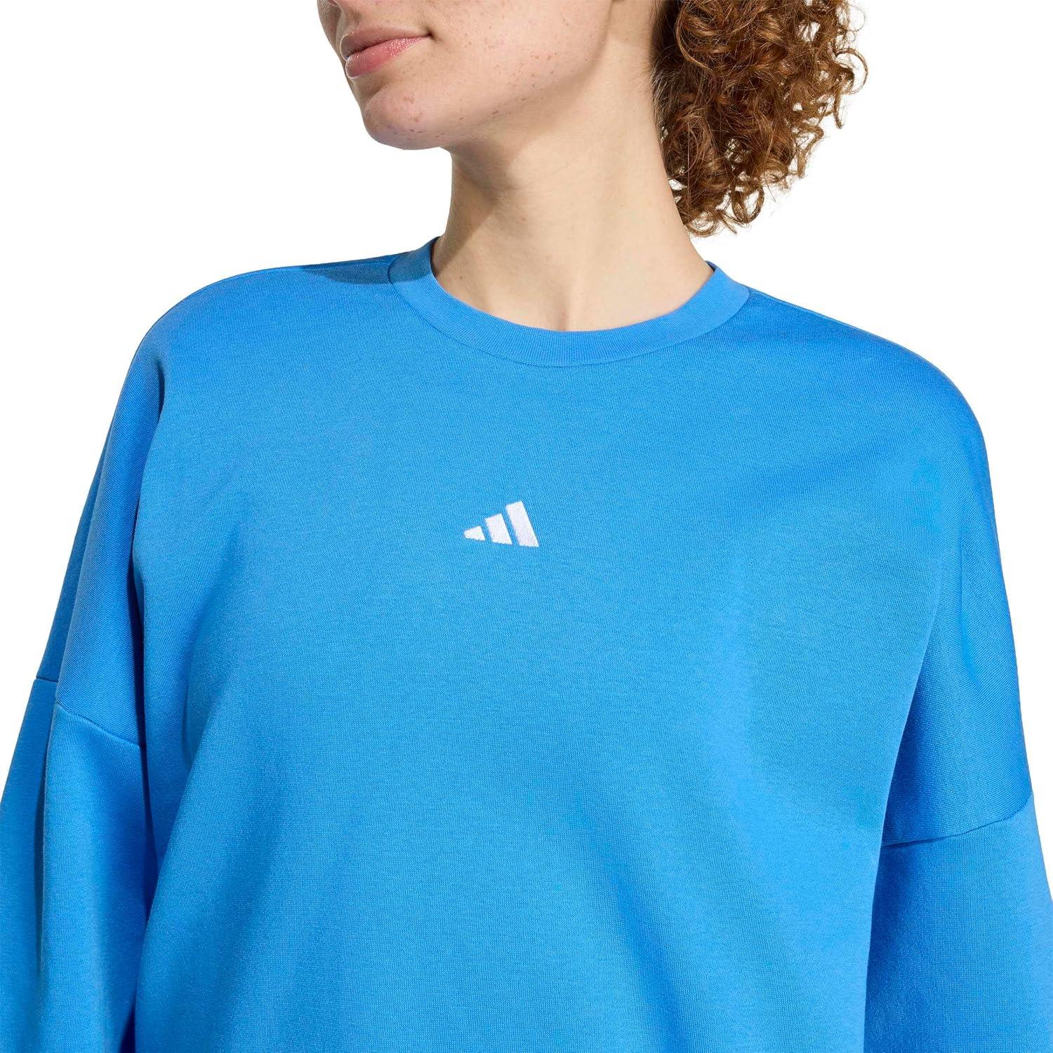 image:imageadidas Womens Essentials Small Logo Feel Cozy SweatshirtRay BlueWhite