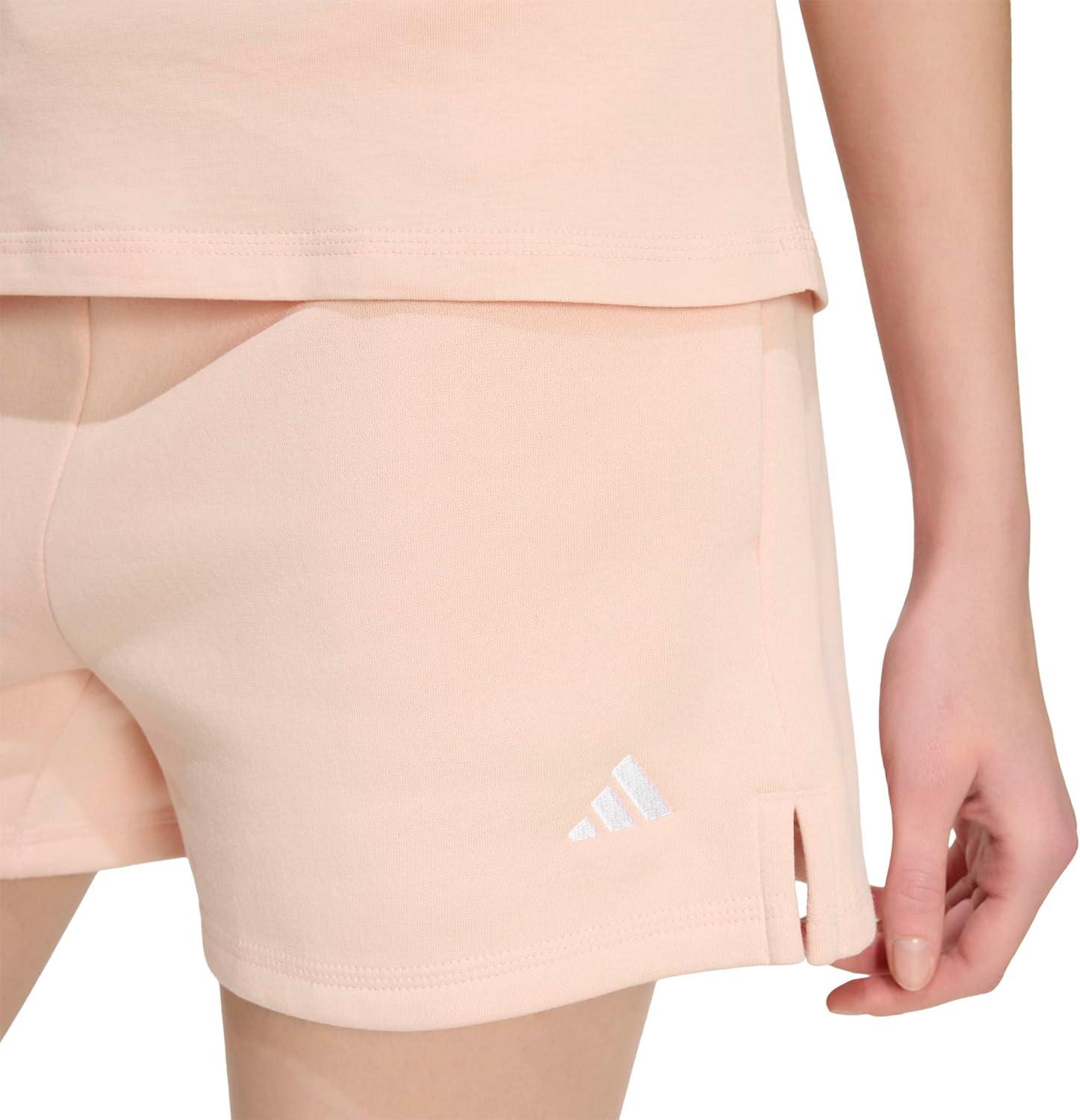 image:imageadidas Womens Essentials Small Logo Feelcozy ShortsBlush PinkWhite