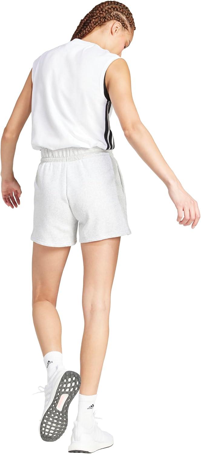 image:imageadidas Womens Essentials Small Logo Feelcozy ShortsLight Grey HeatherWhite