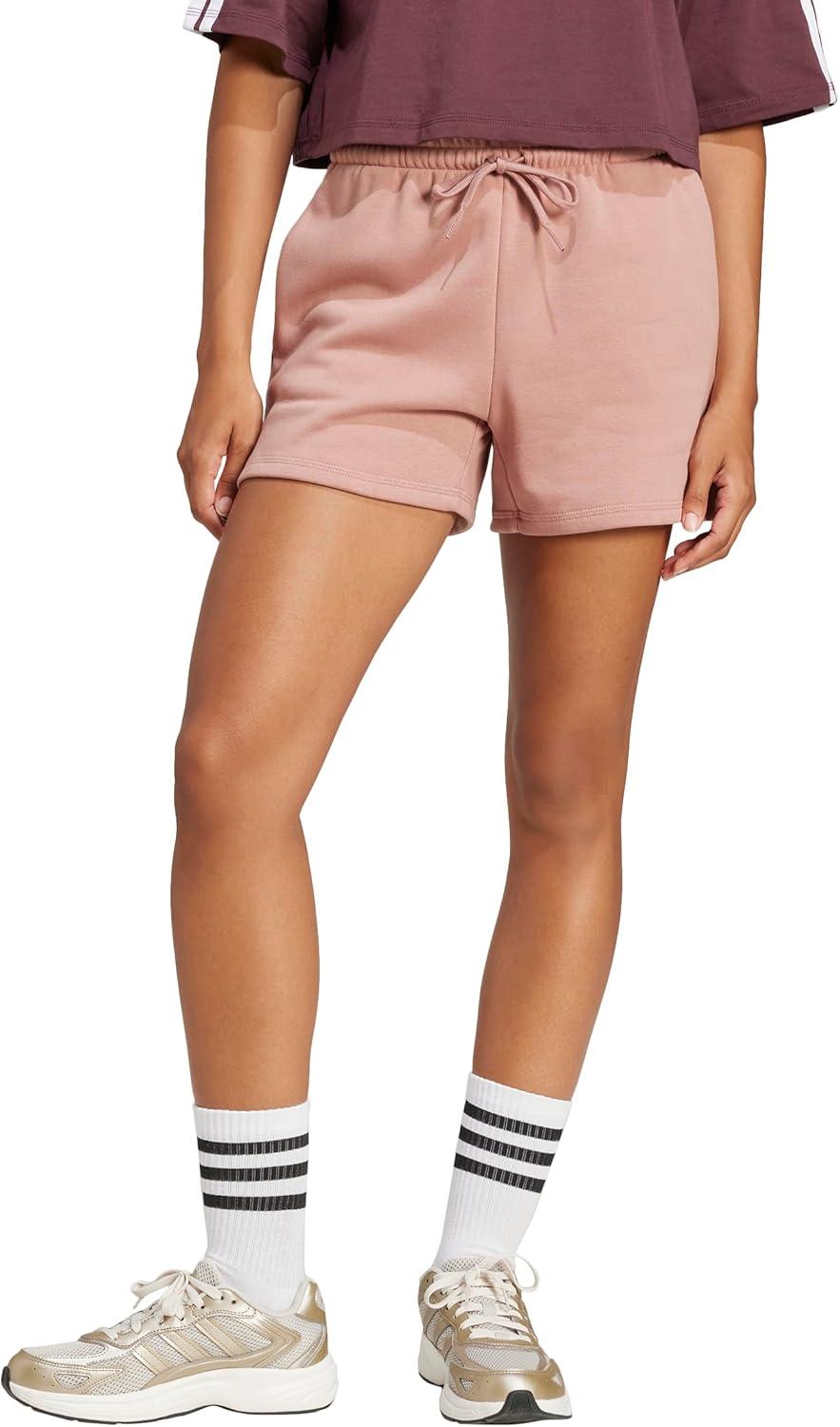 image:imageadidas Womens Essentials Small Logo Feelcozy ShortsWarm ClayWhite