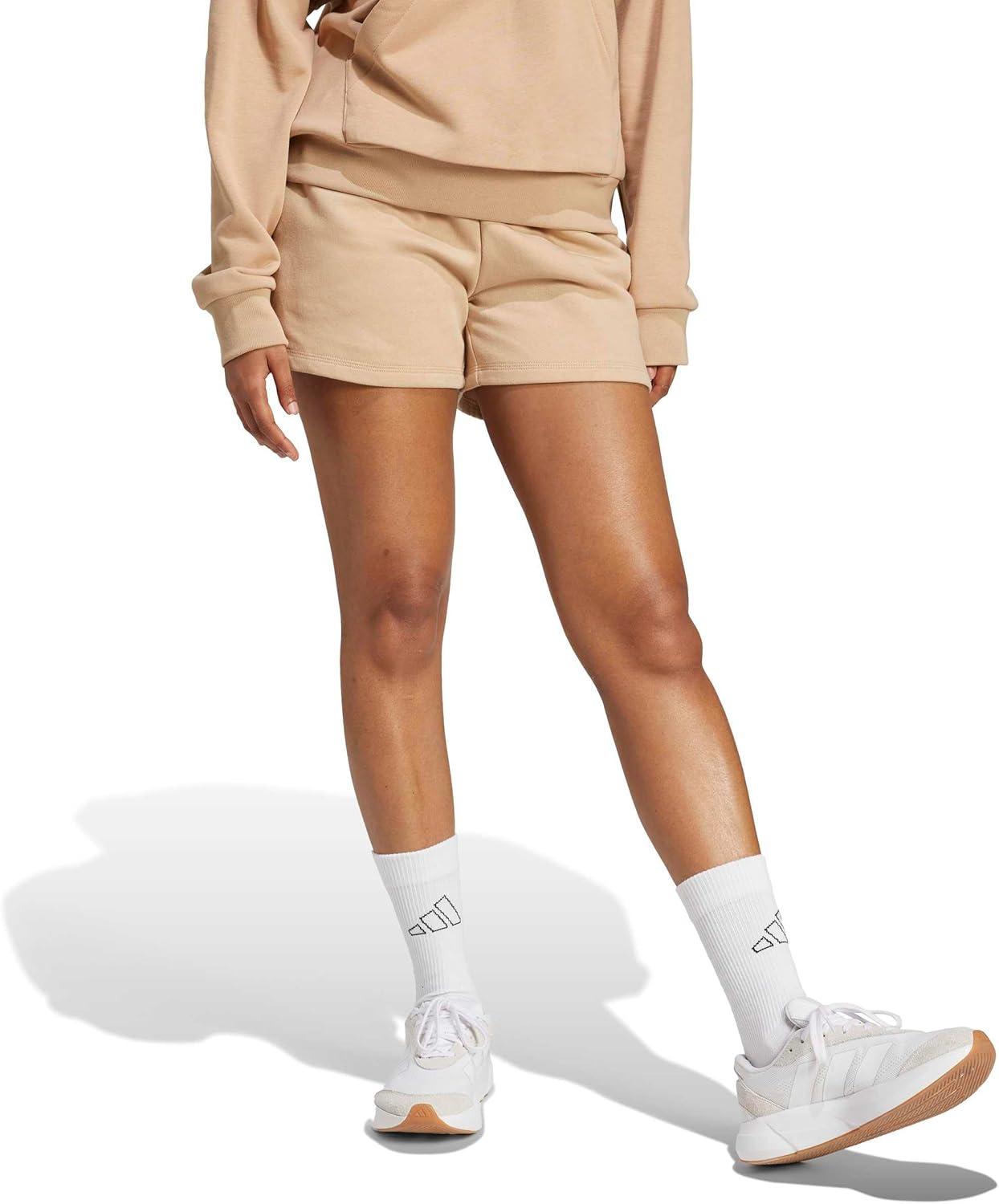 image:imageadidas Womens Essentials Small Logo Feelcozy ShortsWarm SandstoneWhite