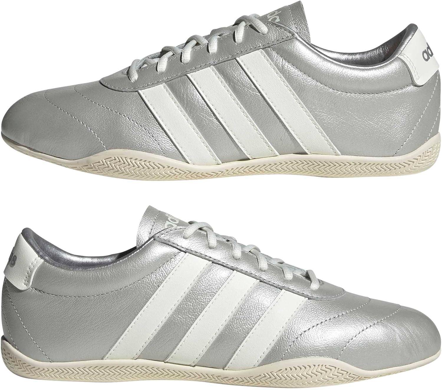 image:imageadidas Womens Grand Court Lo SneakersSilver MetallicOff WhiteWhite