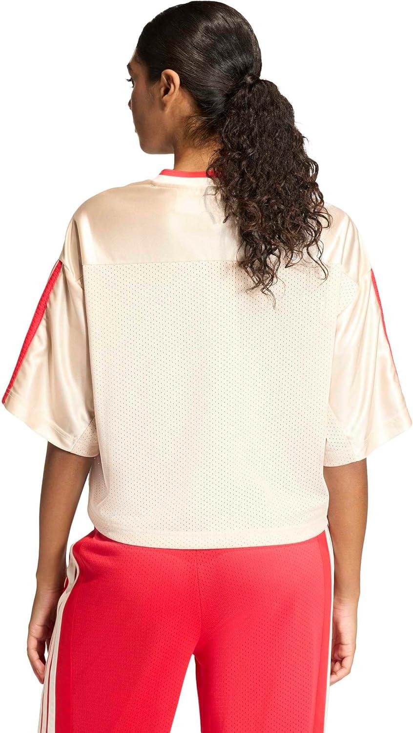 image:imageadidas Womens Stadium Mesh TShirtCrystal LinenOff WhitePure Ruby