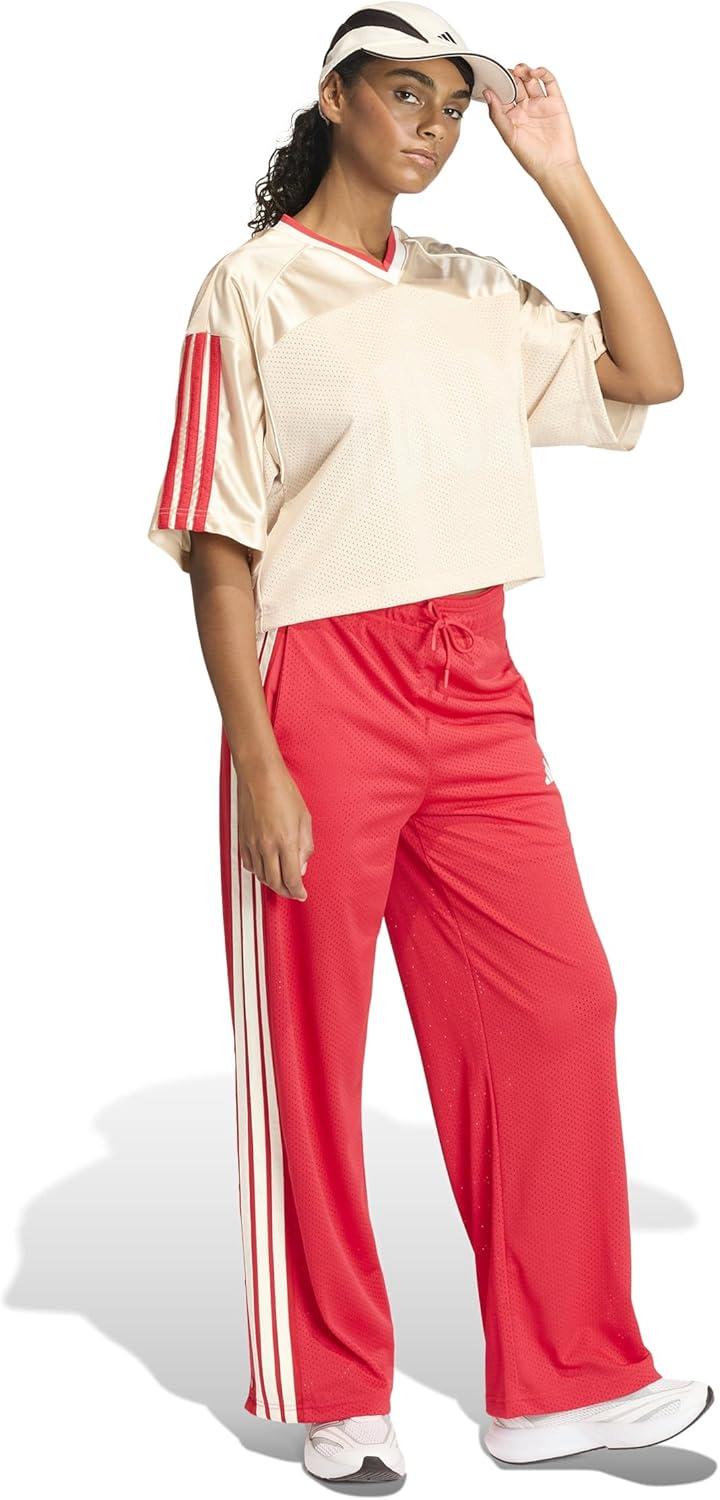 image:imageadidas Womens Stadium Mesh TShirtCrystal LinenOff WhitePure Ruby
