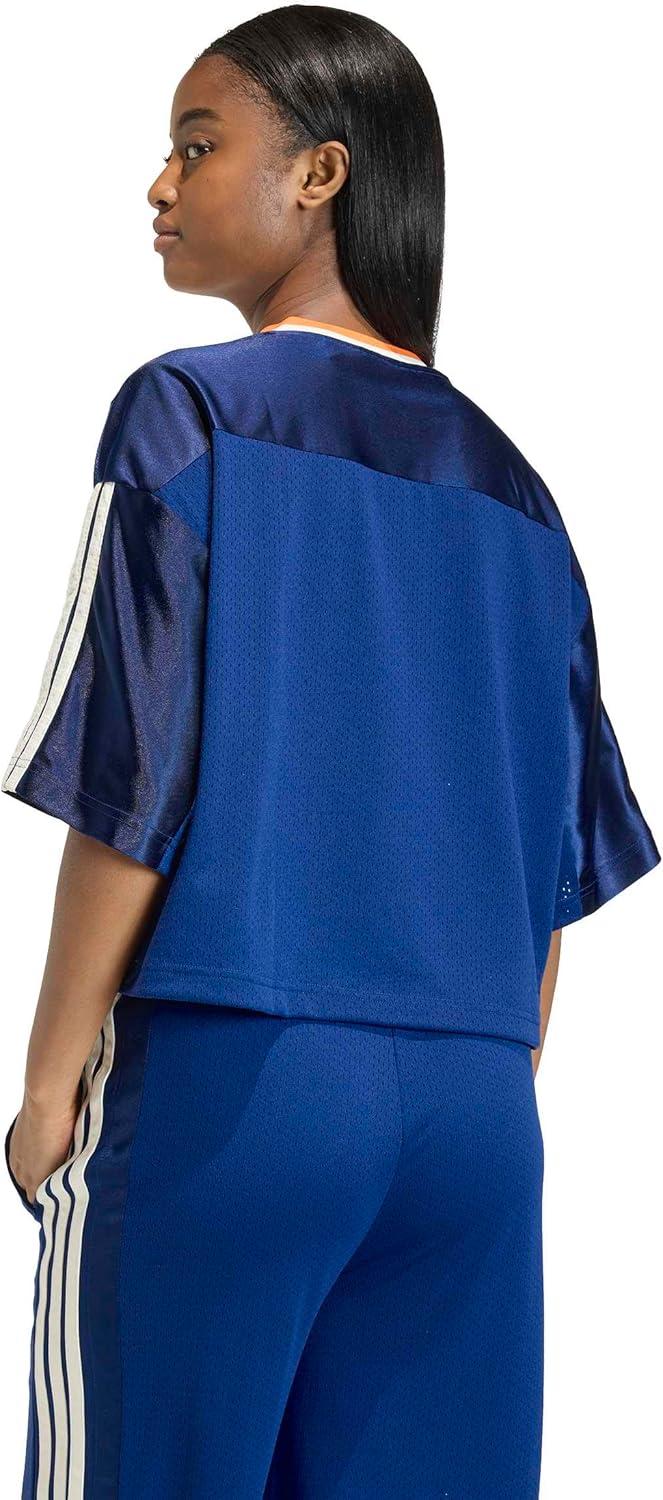 image:imageadidas Womens Stadium Mesh TShirtDark BluePure OrangeOff White