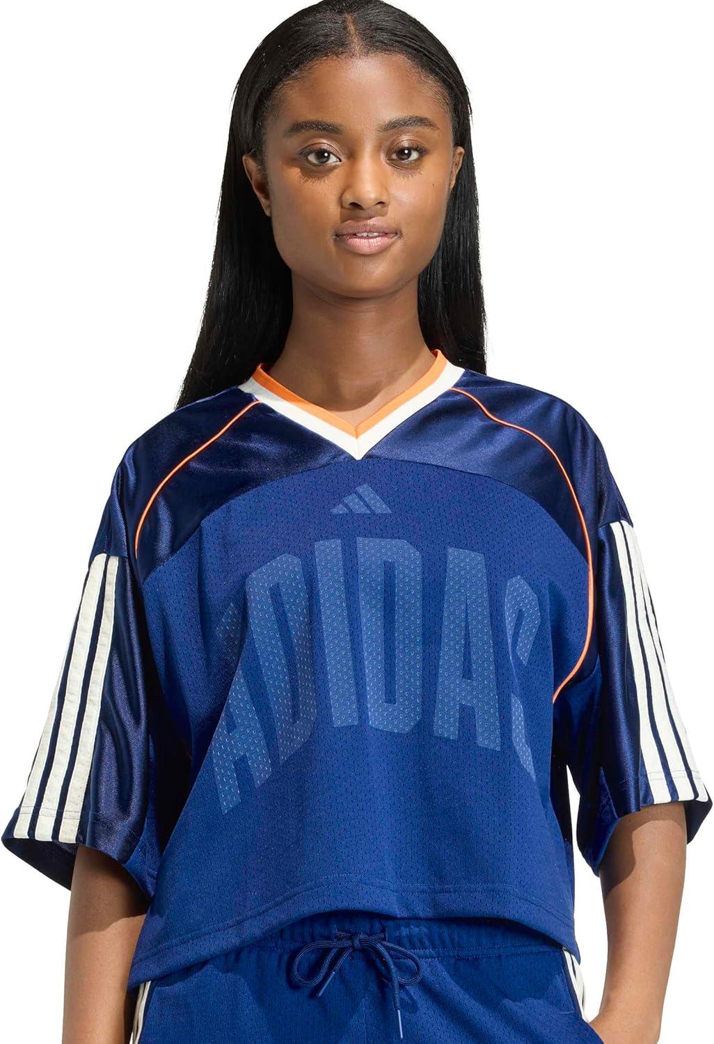 image:imageadidas Womens Stadium Mesh TShirtDark BluePure OrangeOff White