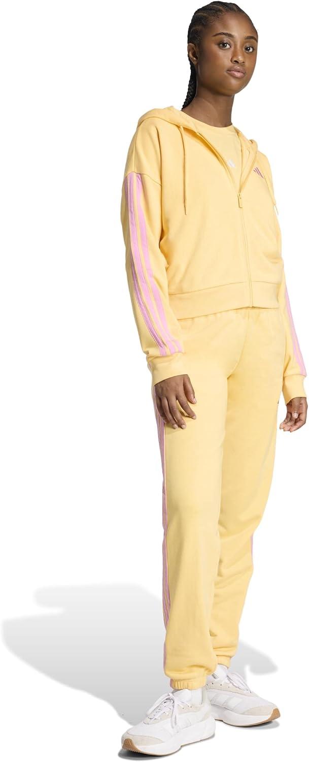 image:imageadidas womens Essentials 3stripes French Terry Fullzip Hooded Track TopSemi Ice TangerineSt Tropic Bloom