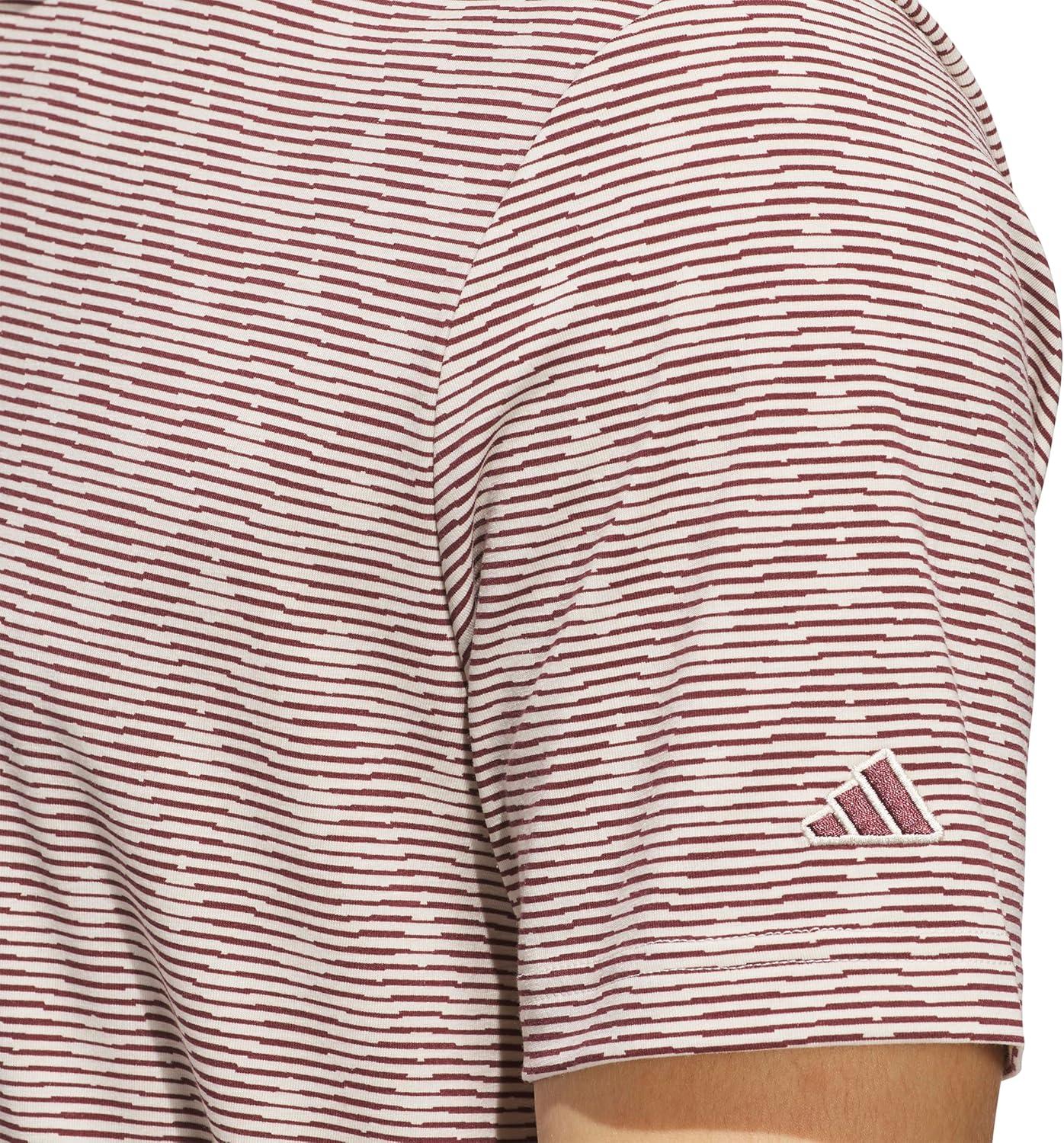 image:imageadidas Mens Goto Printed Stripe Polo ShirtAlumina MelangeAurora Ruby S25