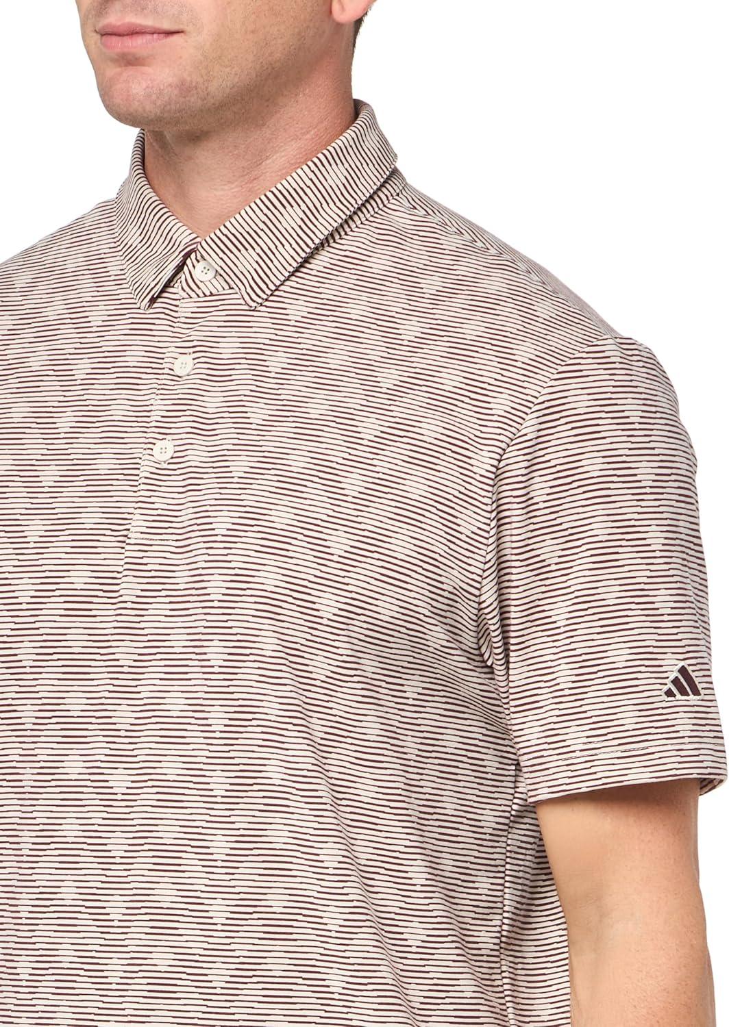 image:imageadidas Mens Goto Printed Stripe Polo ShirtAlumina MelangeAurora Ruby S25