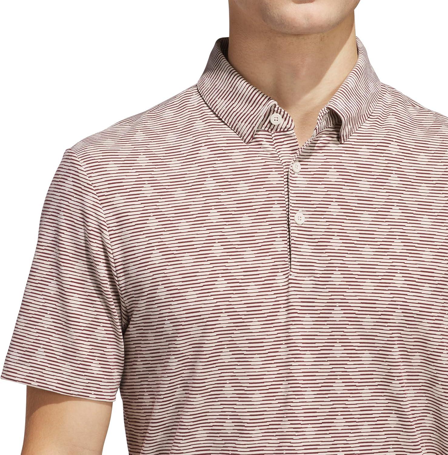 image:imageadidas Mens Goto Printed Stripe Polo ShirtAlumina MelangeAurora Ruby S25