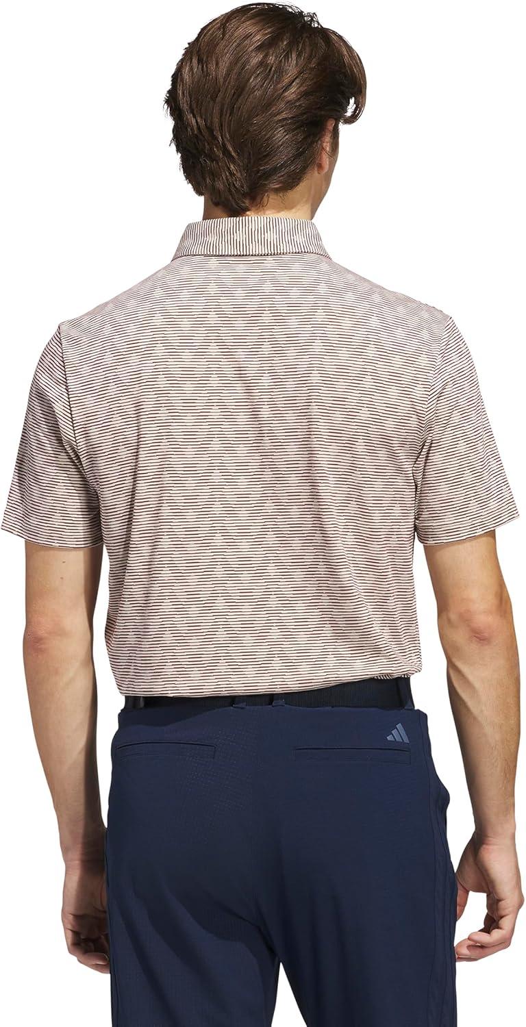 image:imageadidas Mens Goto Printed Stripe Polo ShirtAlumina MelangeAurora Ruby S25