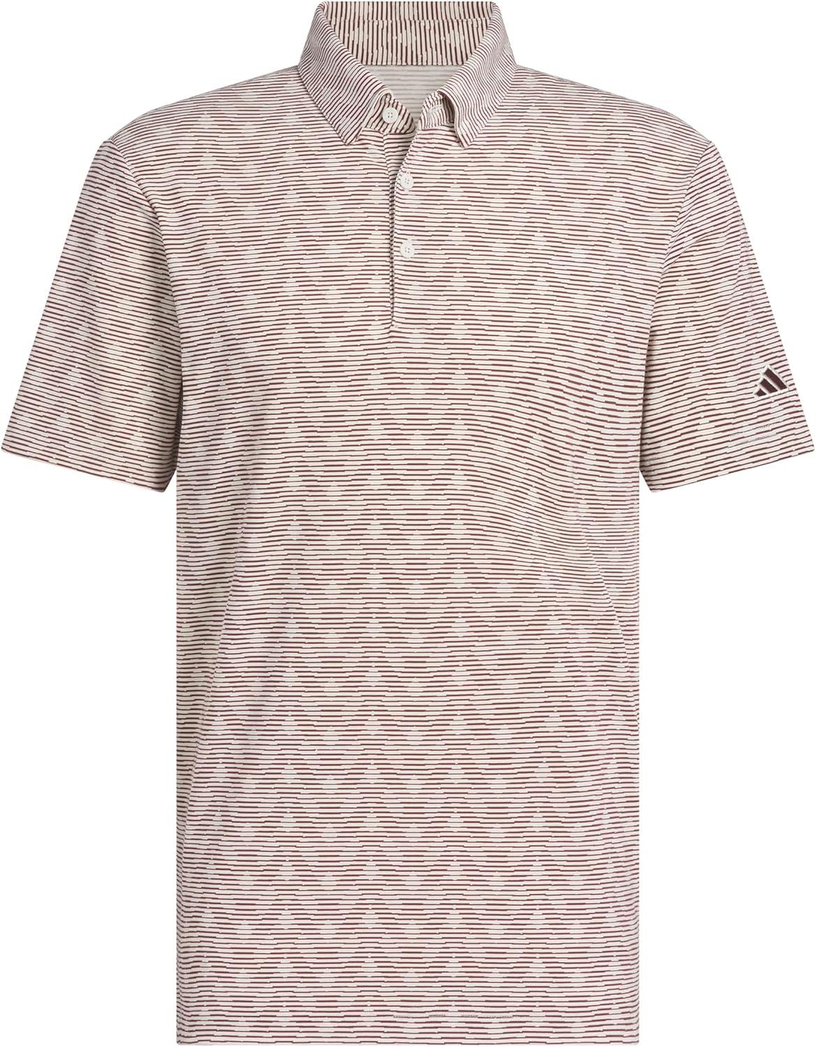 image:imageadidas Mens Goto Printed Stripe Polo ShirtAlumina MelangeAurora Ruby S25