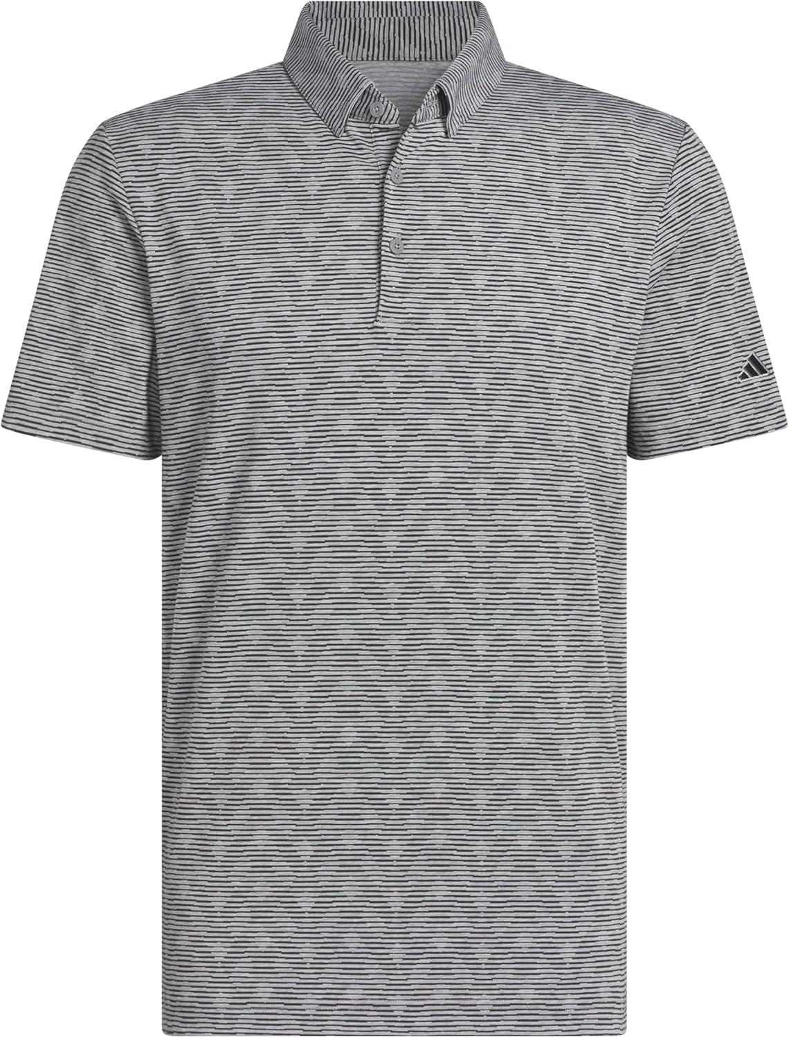 image:imageadidas Mens Goto Printed Stripe Polo ShirtGrey Three MelangeBlack