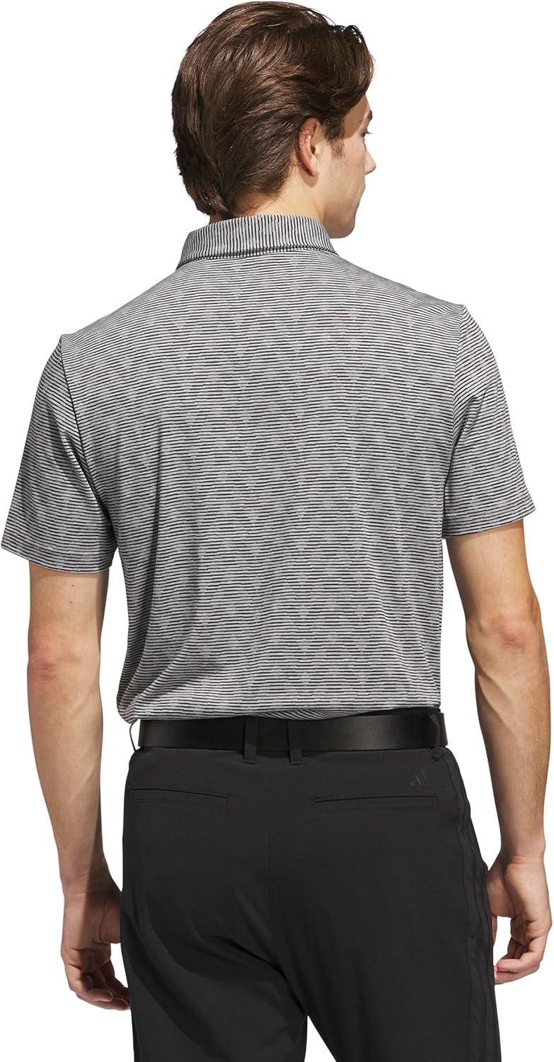 image:imageadidas Mens Goto Printed Stripe Polo ShirtGrey Three MelangeBlack