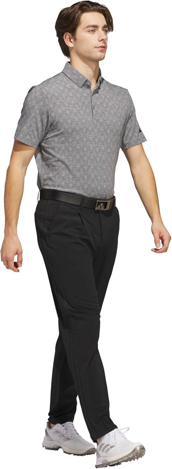 image:imageadidas Mens Goto Printed Stripe Polo ShirtGrey Three MelangeBlack