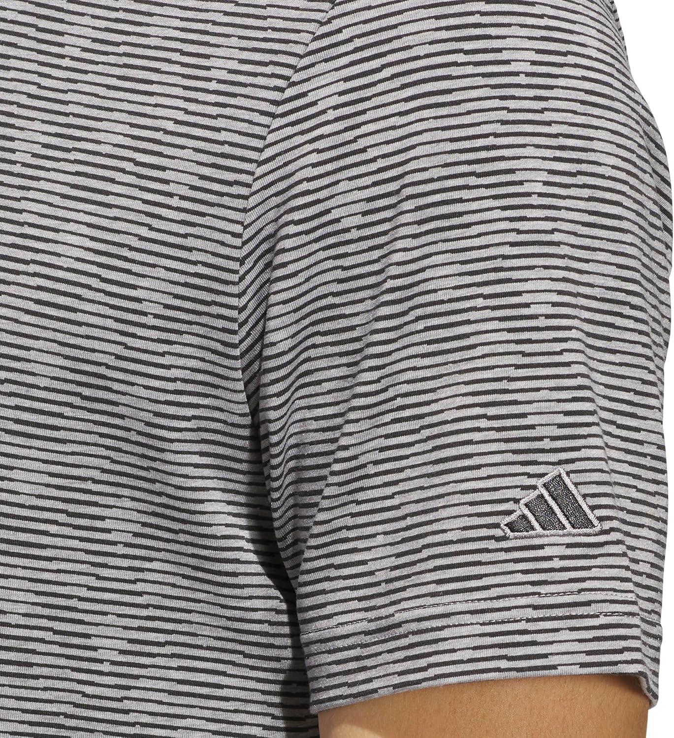 image:imageadidas Mens Goto Printed Stripe Polo ShirtGrey Three MelangeBlack