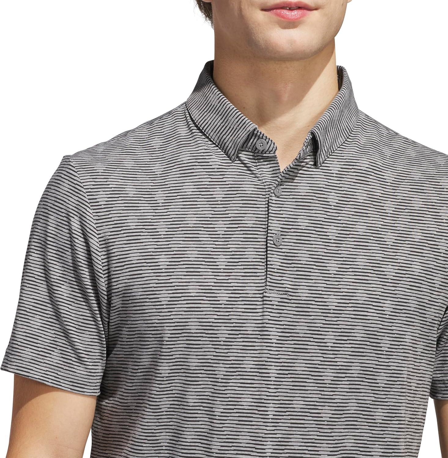 image:imageadidas Mens Goto Printed Stripe Polo ShirtGrey Three MelangeBlack
