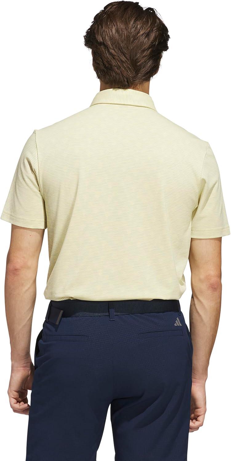image:imageadidas Mens Goto Printed Stripe Polo ShirtPowder Yellow MelangeWonder Silver F23