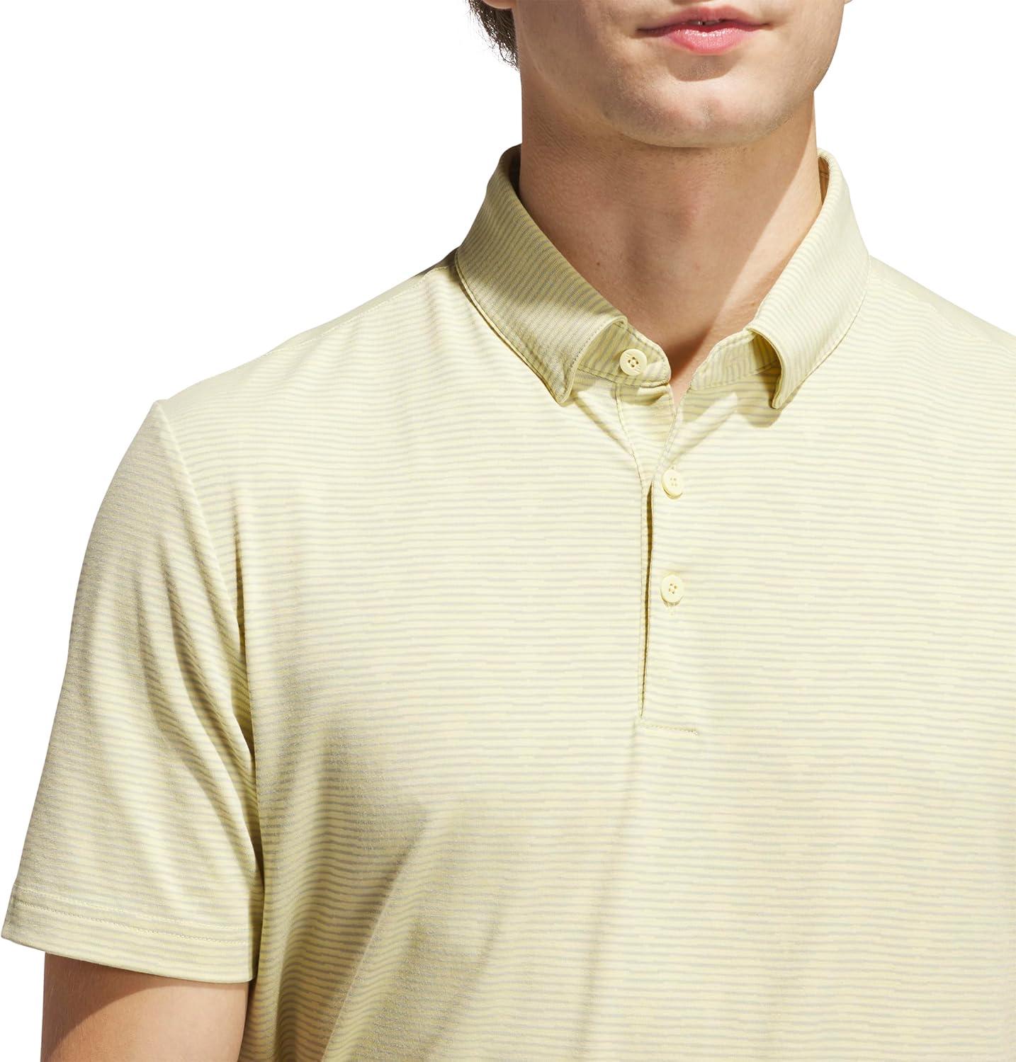 image:imageadidas Mens Goto Printed Stripe Polo ShirtPowder Yellow MelangeWonder Silver F23