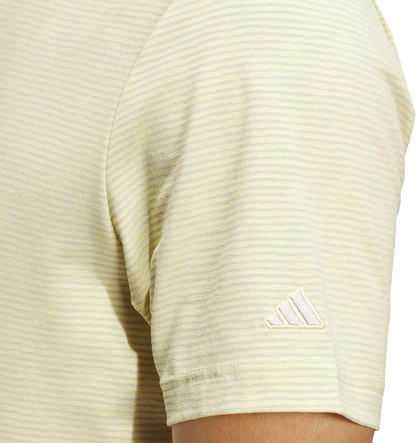 image:imageadidas Mens Goto Printed Stripe Polo ShirtPowder Yellow MelangeWonder Silver F23