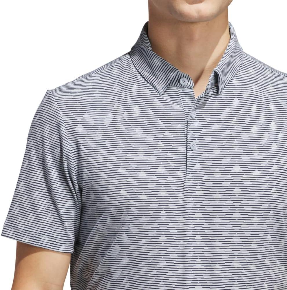 image:imageadidas Mens Goto Printed Stripe Polo ShirtWonder Blue MelangeCollegiate Navy