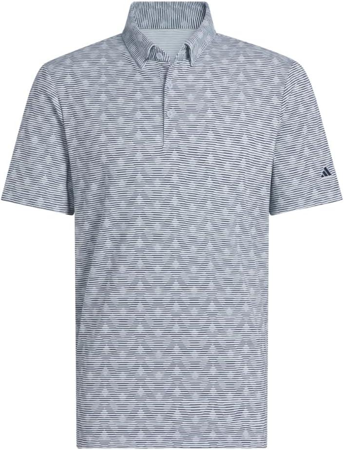 image:imageadidas Mens Goto Printed Stripe Polo ShirtWonder Blue MelangeCollegiate Navy