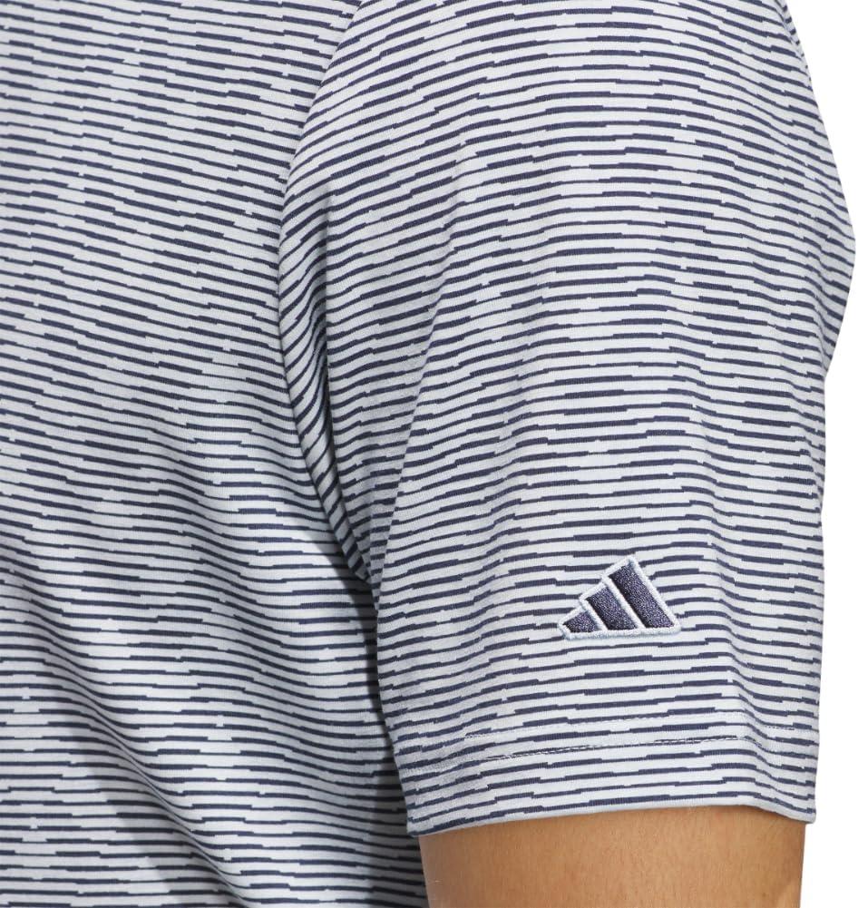 image:imageadidas Mens Goto Printed Stripe Polo ShirtWonder Blue MelangeCollegiate Navy
