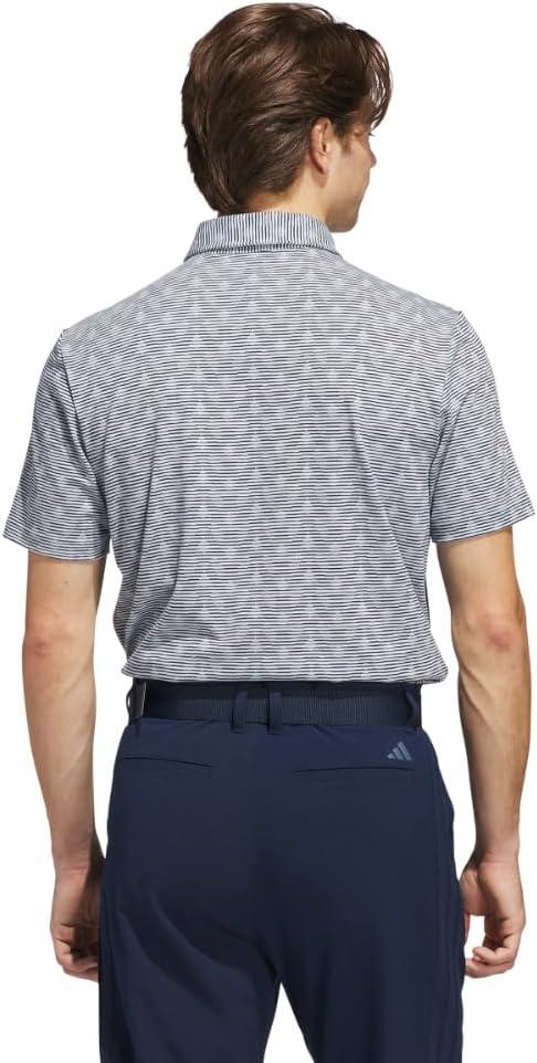 image:imageadidas Mens Goto Printed Stripe Polo ShirtWonder Blue MelangeCollegiate Navy