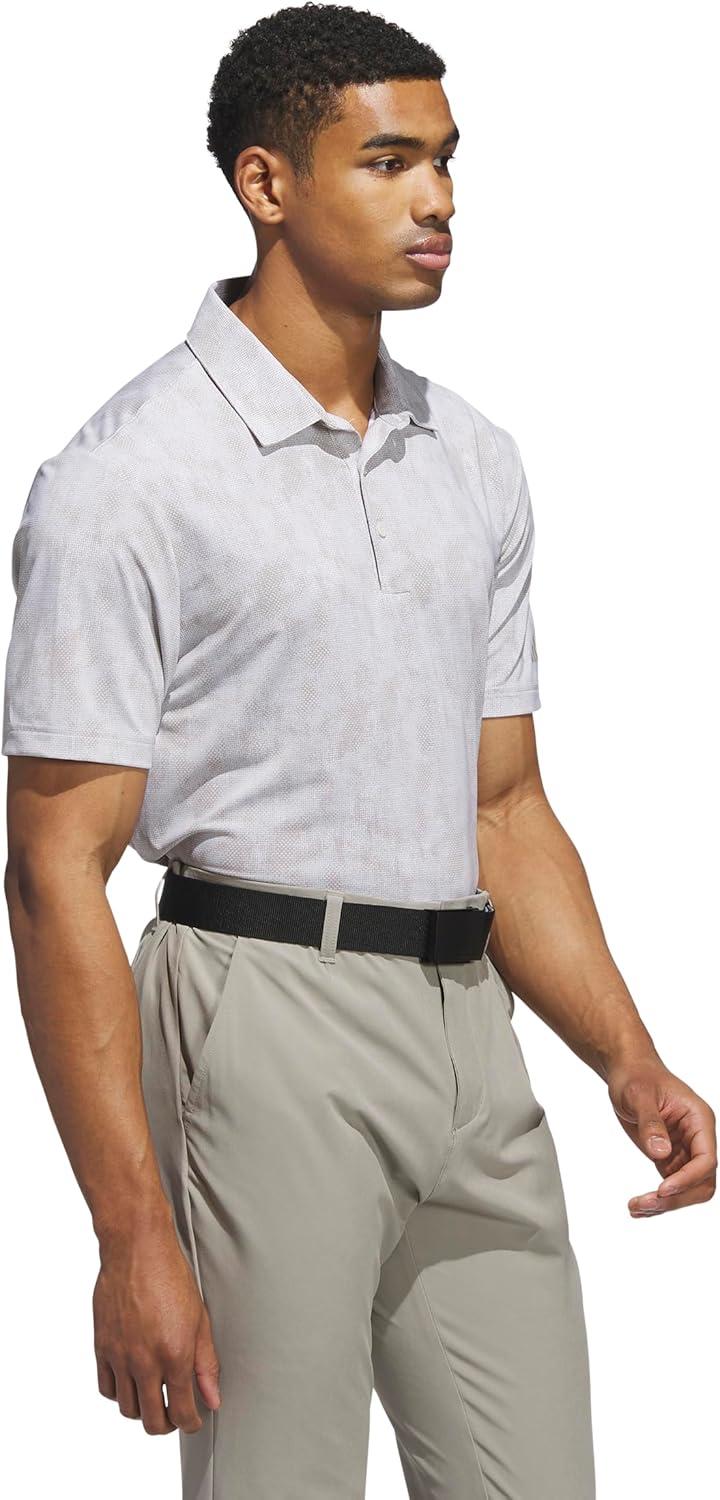 image:imageadidas Mens Ultimate365 Textured Print Polo ShirtAluminaPutty Beige