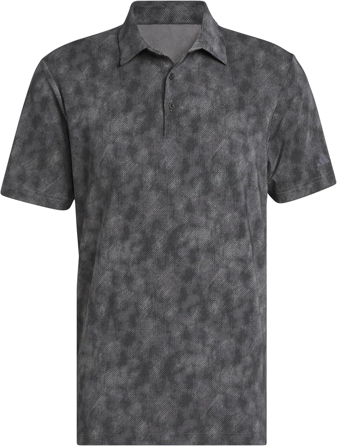image:imageadidas Mens Ultimate365 Textured Print Polo ShirtBlackGrey Five
