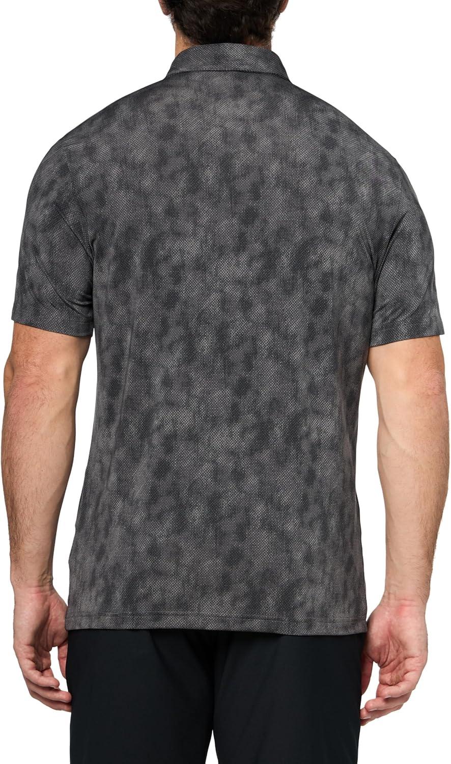 image:imageadidas Mens Ultimate365 Textured Print Polo ShirtBlackGrey Five
