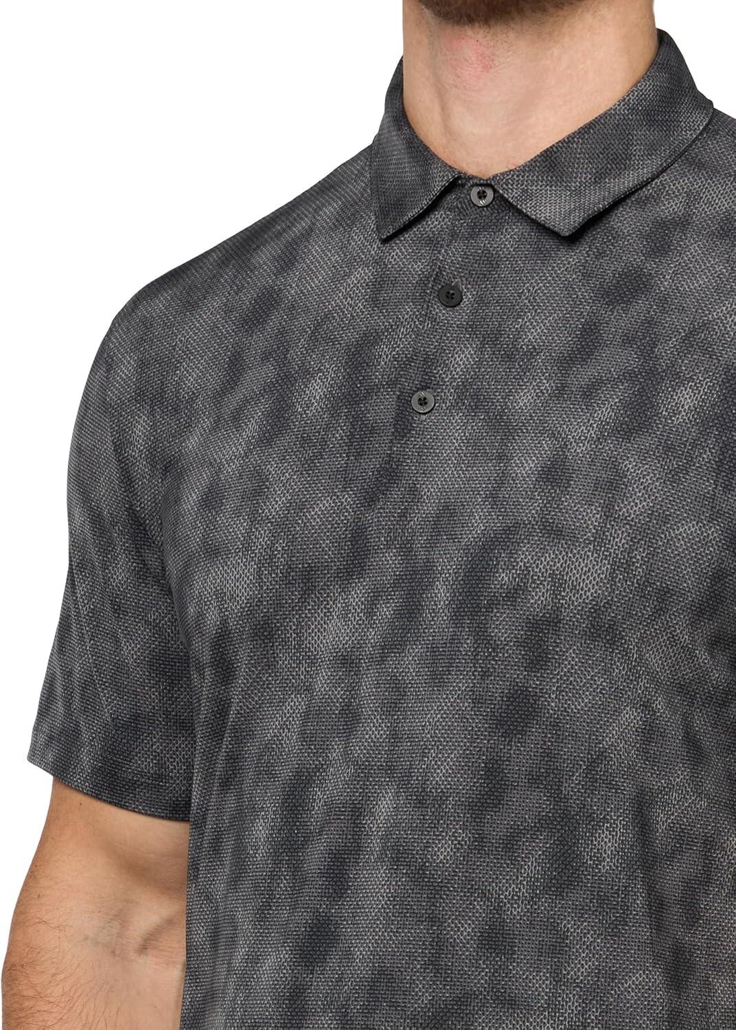 image:imageadidas Mens Ultimate365 Textured Print Polo ShirtBlackGrey Five