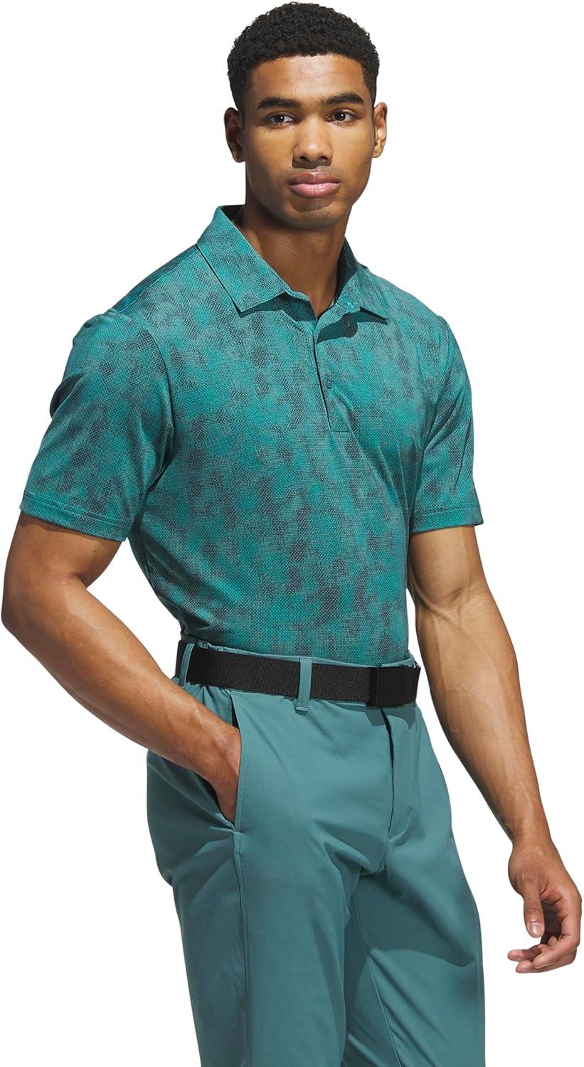 image:imageadidas Mens Ultimate365 Textured Print Polo ShirtPure TealAurora Ivy
