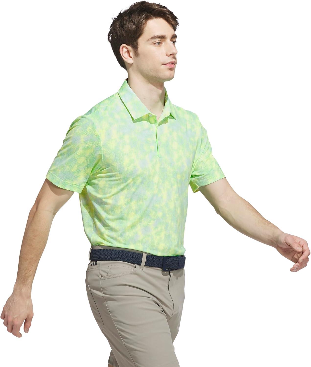 image:imageadidas Mens Ultimate365 Textured Print Polo ShirtWhiteLime Burst