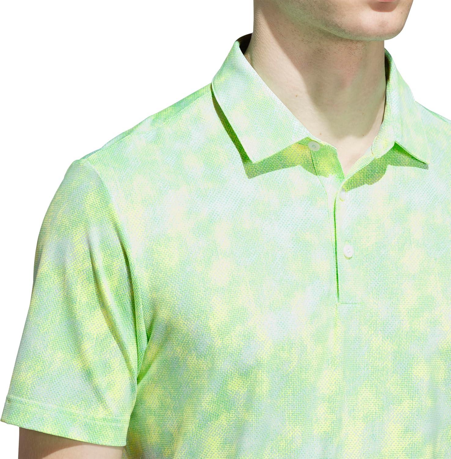 image:imageadidas Mens Ultimate365 Textured Print Polo ShirtWhiteLime Burst