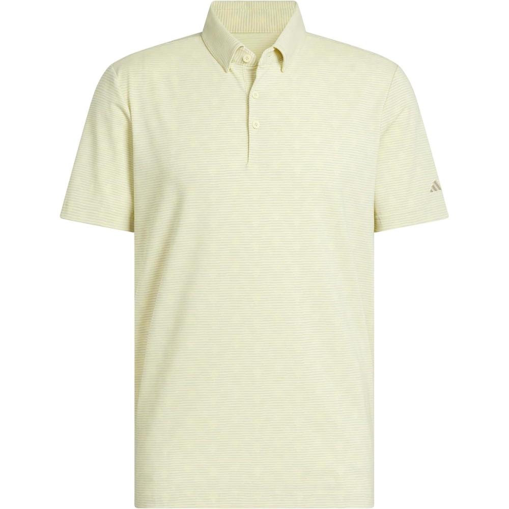 image:imageadidas Mens Goto Printed Stripe Polo ShirtPowder Yellow MelangeWonder Silver F23