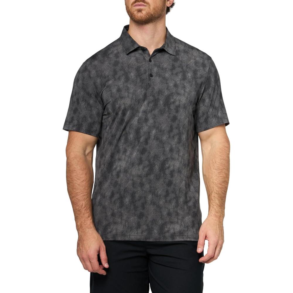 image:imageadidas Mens Ultimate365 Textured Print Polo ShirtBlackGrey Five
