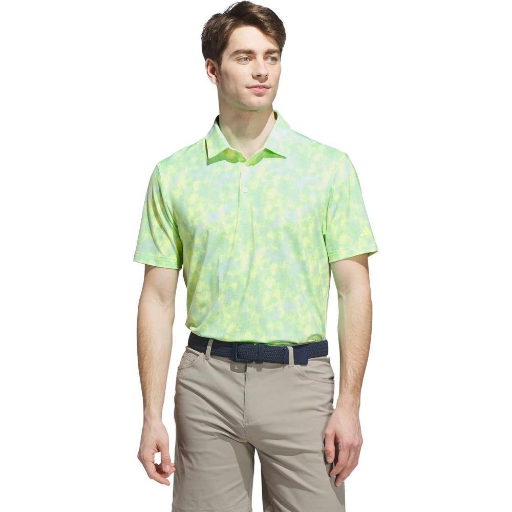 image:imageadidas Mens Ultimate365 Textured Print Polo ShirtWhiteLime Burst