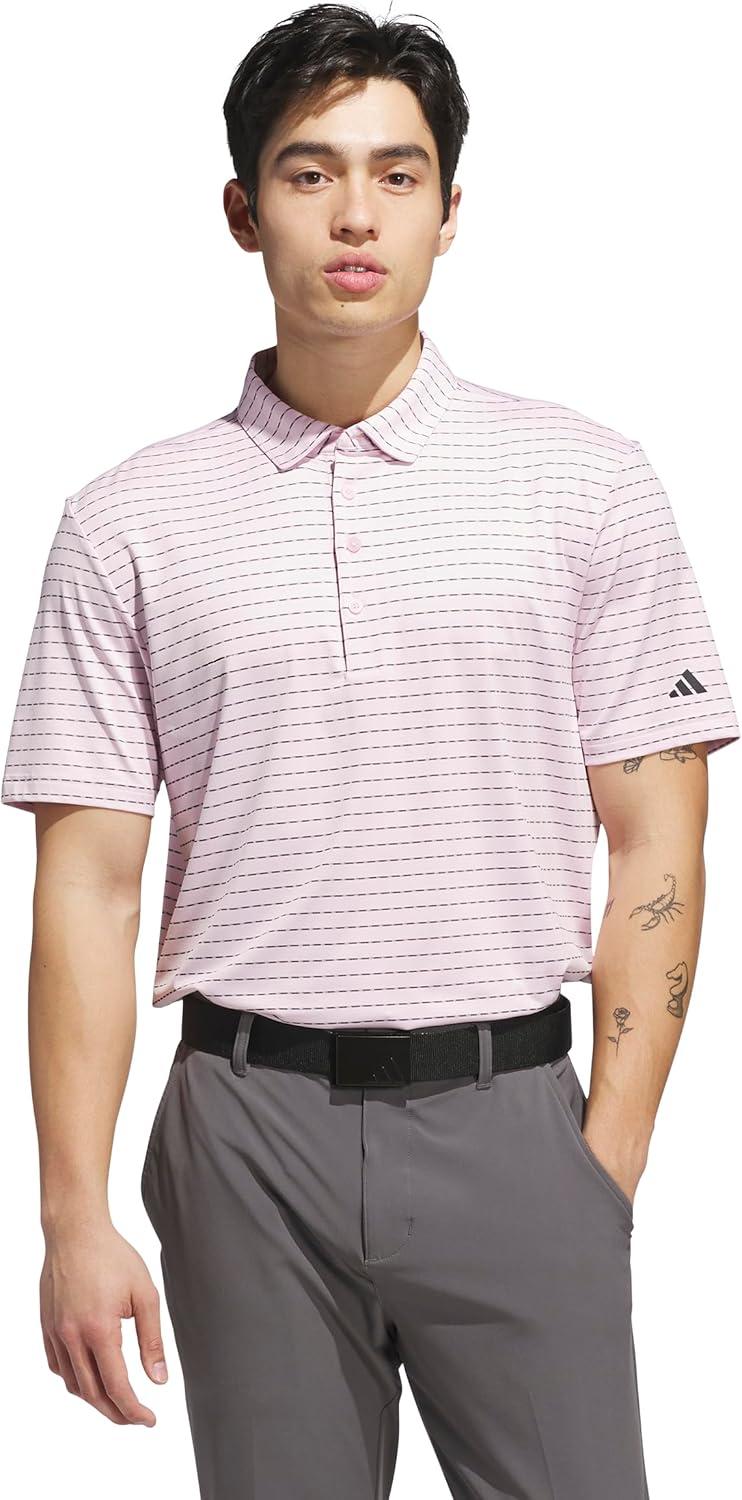 image:imageadidas Mens Ultimate365 Dash Stripe Polo ShirtClear PinkBlack