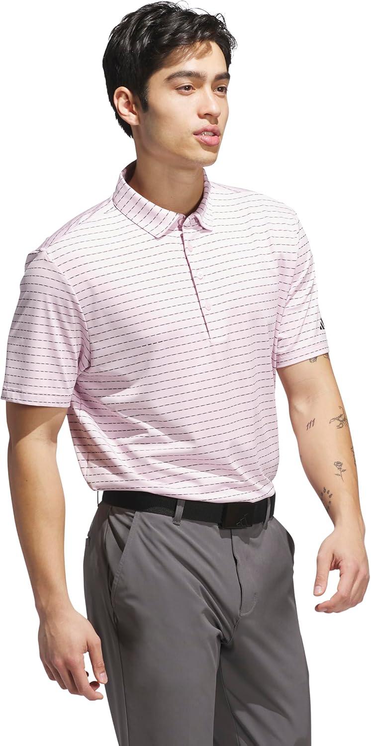 image:imageadidas Mens Ultimate365 Dash Stripe Polo ShirtClear PinkBlack