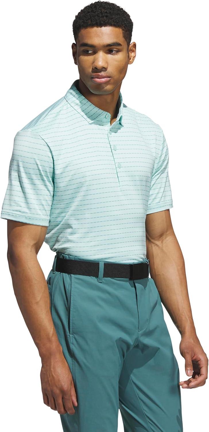 image:imageadidas Mens Ultimate365 Dash Stripe Polo ShirtSemi Flash AquaMint Tone
