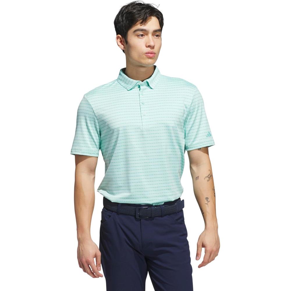 image:imageadidas Mens Ultimate365 Dash Stripe Polo ShirtWhiteLime Burst