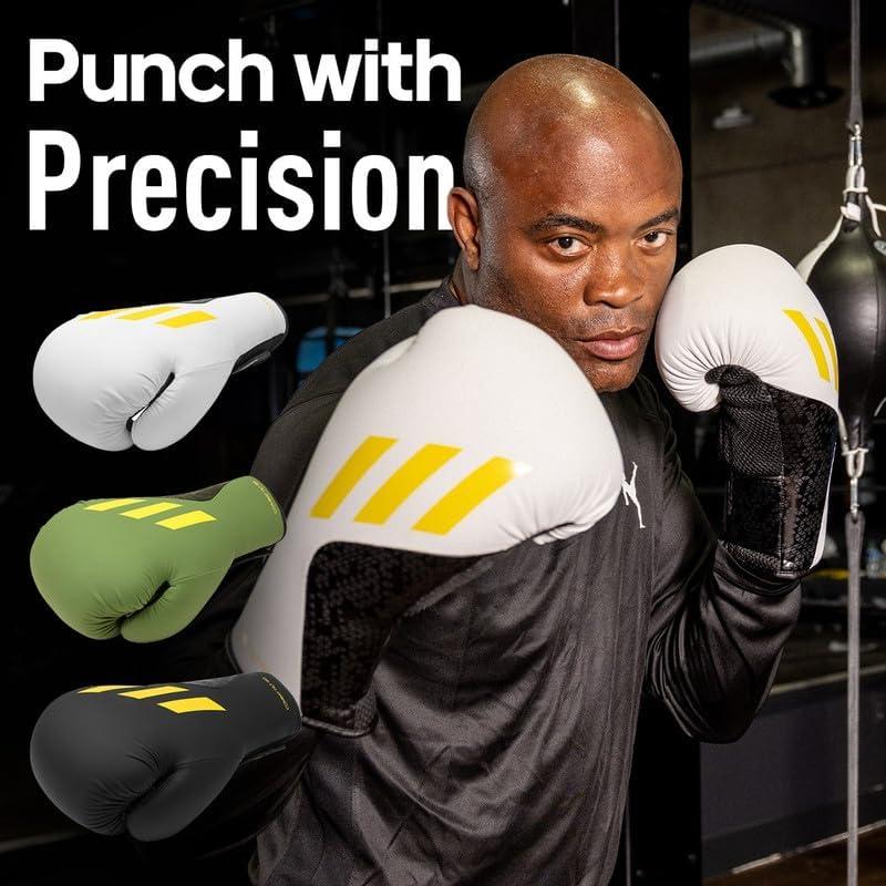 image:imageAdidas x Anderson Silva Tilt150 Boxing Gloves Premium PU Shell Enhanced Wrist Support Optimal Punch Alignment for Men Women Kids Boxing Kickboxing MMA Punching Gloves MMA GlovesBlackBlackYellowCamo
