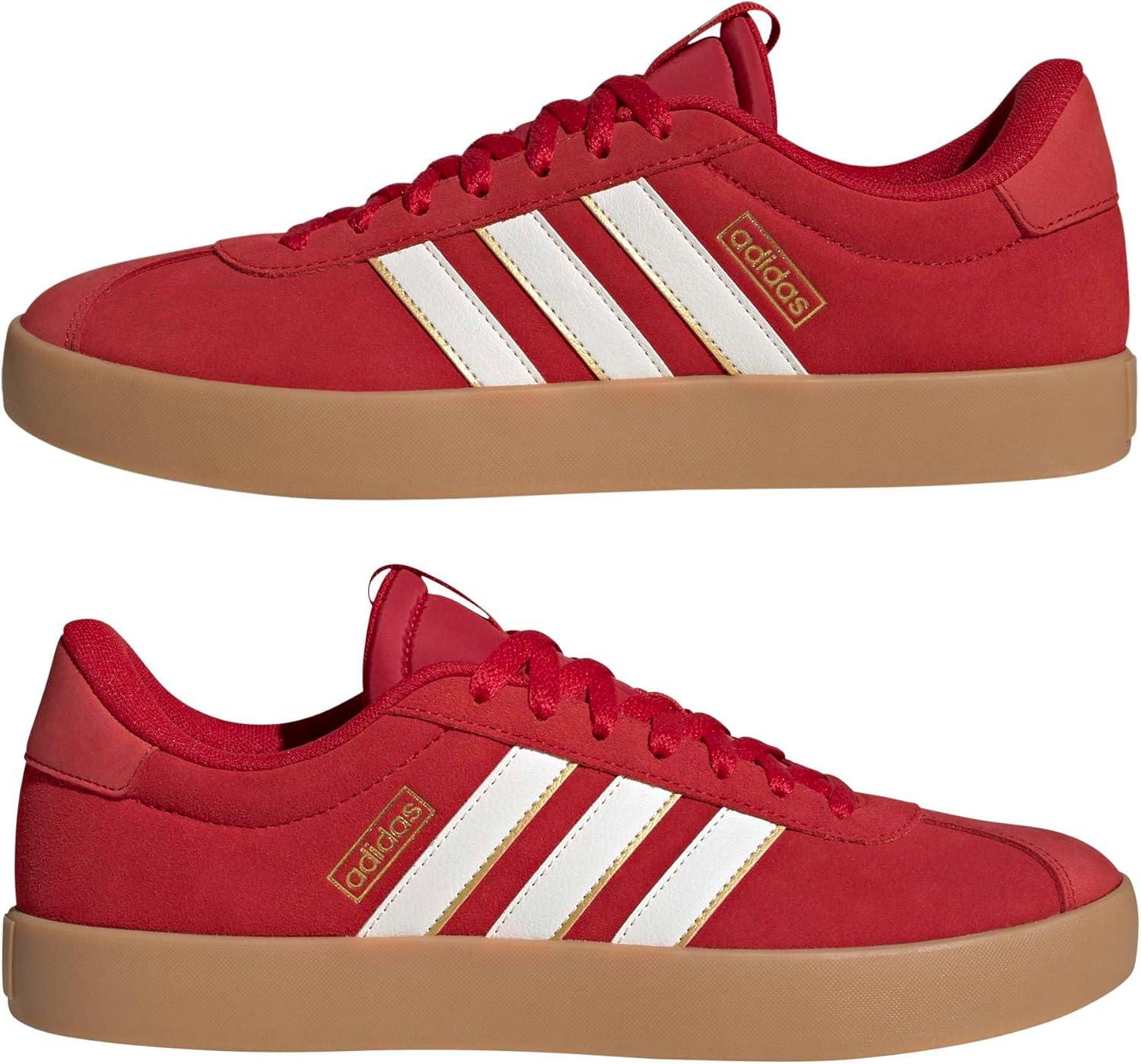 image:imageadidas Mens VL Court 30 SneakersBetter ScarletWhiteGold Metallic