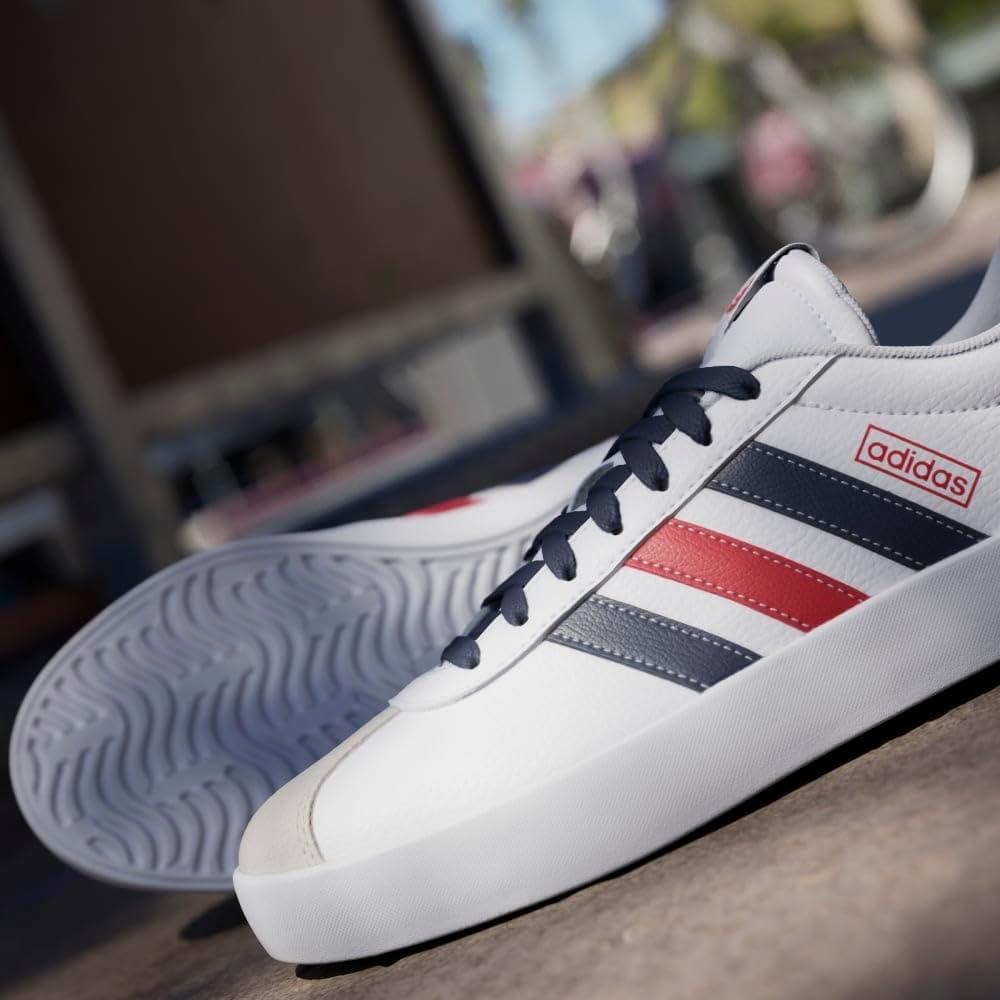 image:imageadidas Mens VL Court 30 SneakersCloud White Navy Blue Better Scarlet
