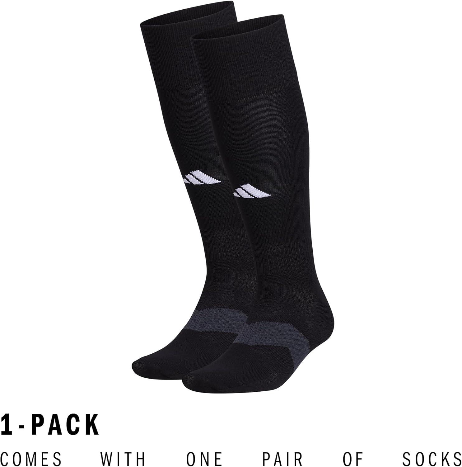 image:imageadidas Unisex Metro Soccer Socks or Calf Sleeves 1 Pair OvertheCalfBlackNight GreyWhiteSock