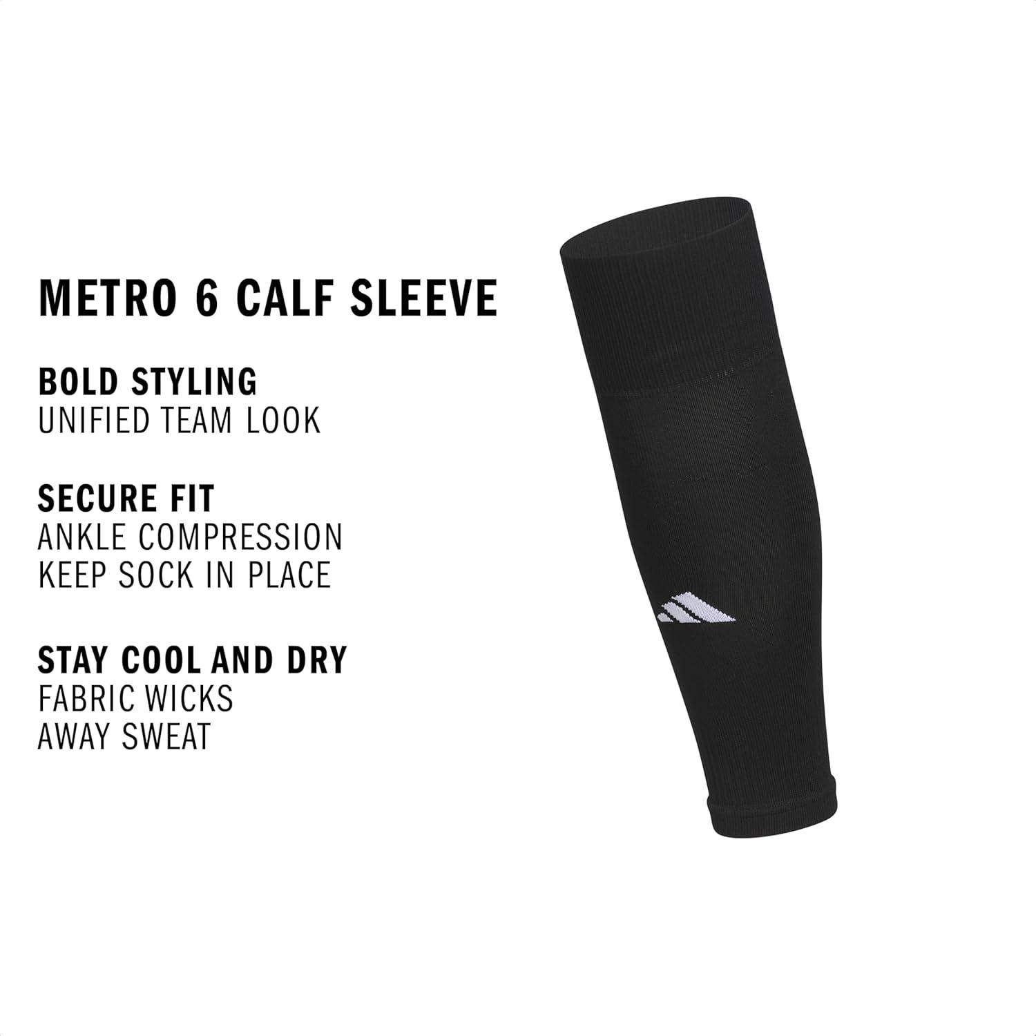 image:imageadidas Unisex Metro Soccer Socks or Calf Sleeves 1 Pair OvertheCalfBlackWhiteCalf Sleeve