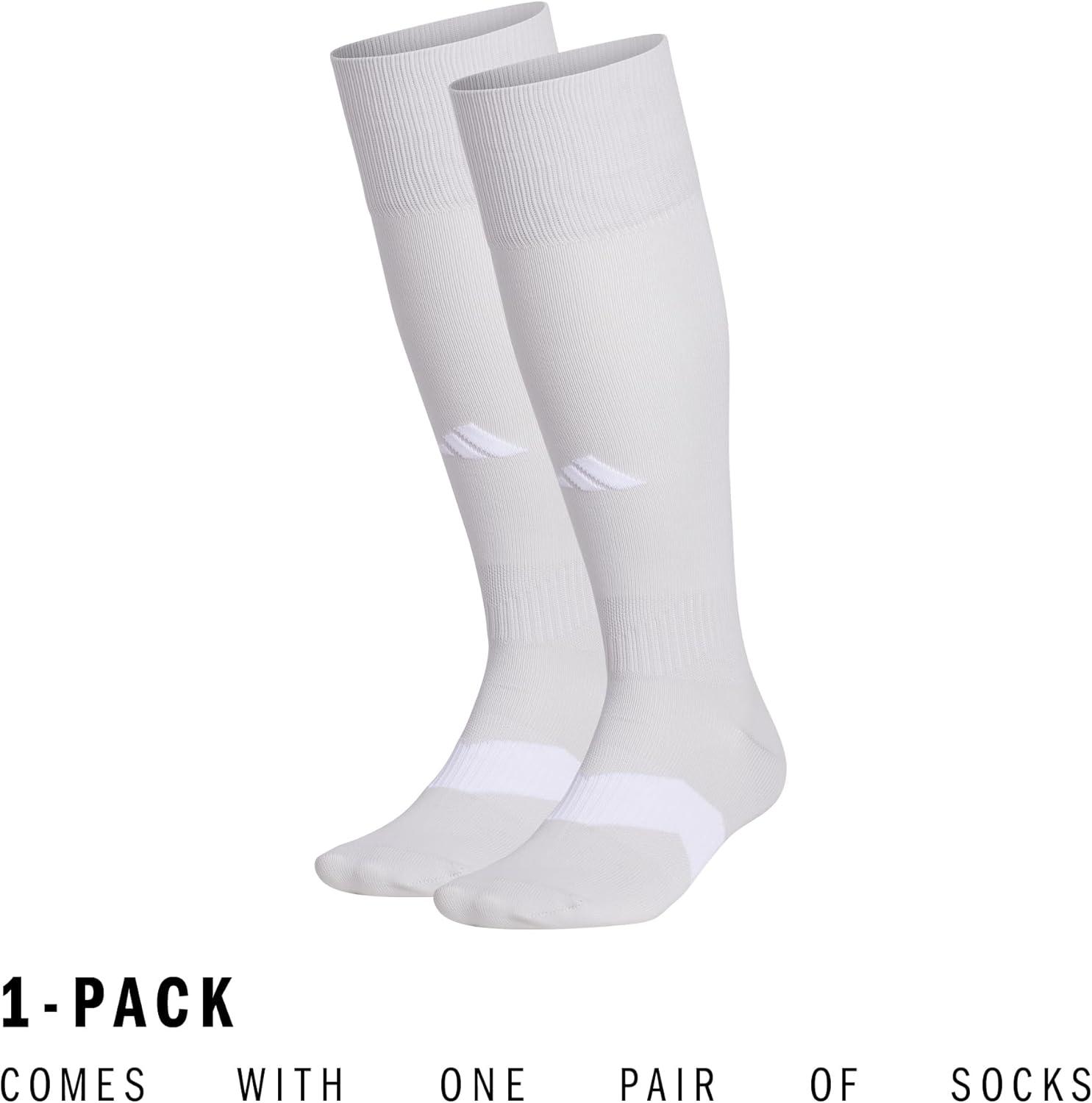 image:imageadidas Unisex Metro Soccer Socks or Calf Sleeves 1 Pair OvertheCalfTeam Light GreyWhiteSock